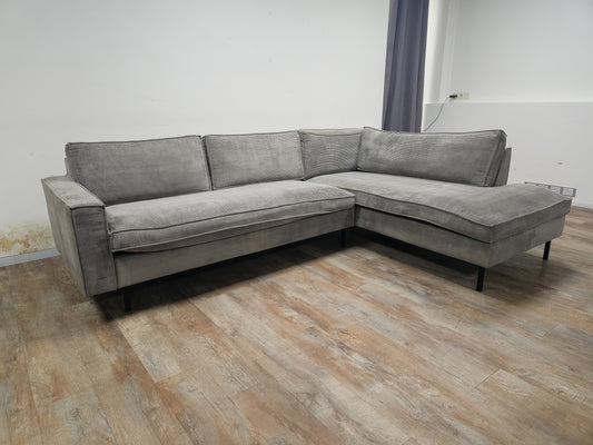 Zeer Mooi Ribstof Hoekbank van WOOOD - BanxteL - 2dehandse Bankstellen