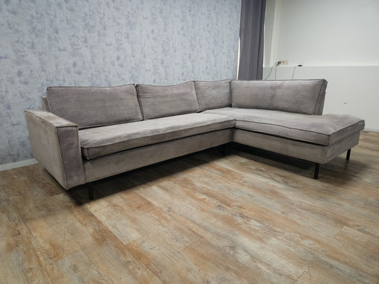 Zeer Mooi Ribstof Hoekbank van WOOOD - BanxteL - 2dehandse Bankstellen