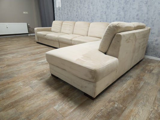 Zeer Mooi Nette Beige Velvet Hoekbank - BanxteL - 2dehandse Bankstellen