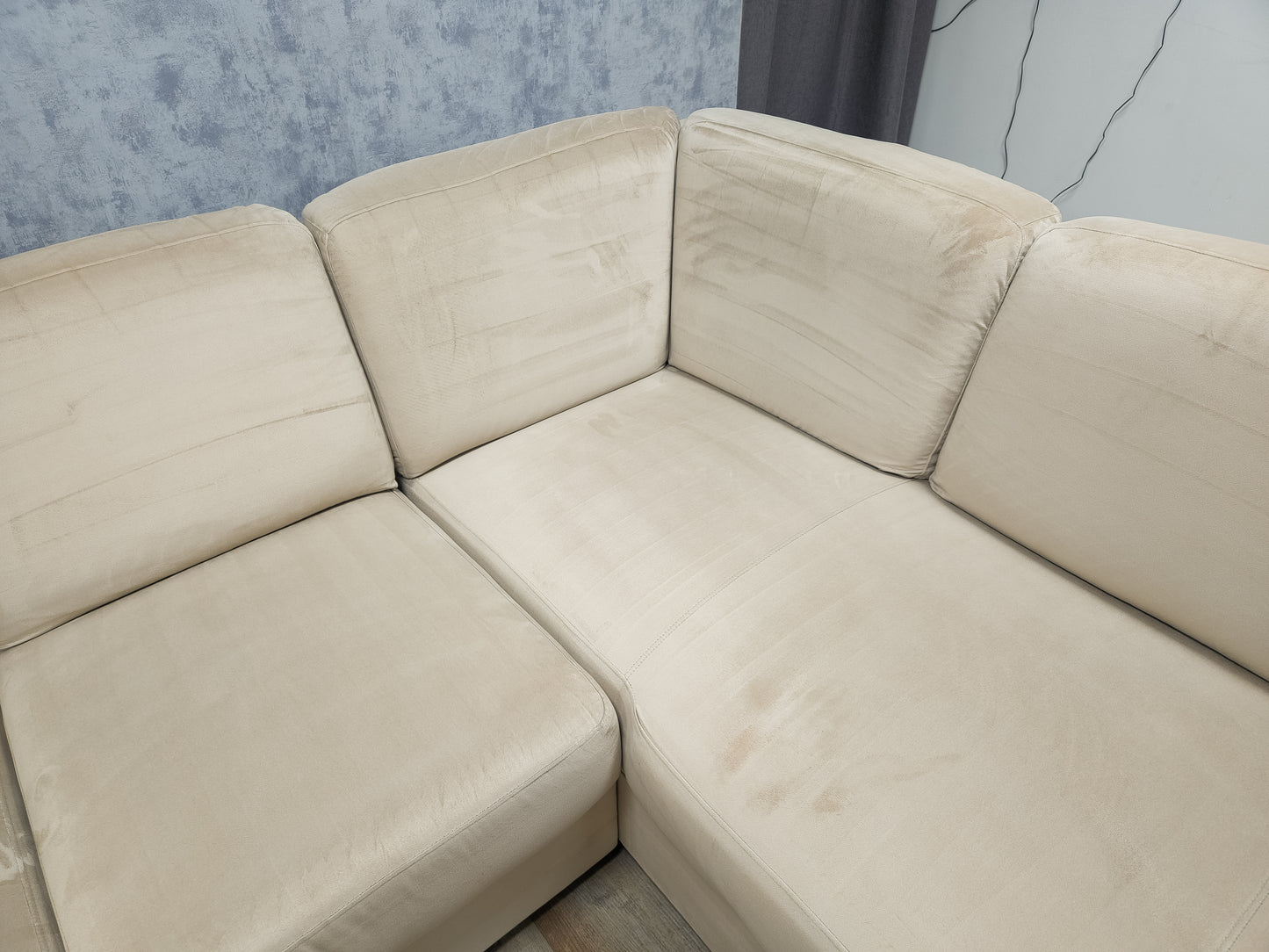 Zeer Mooi Nette Beige Velvet Hoekbank