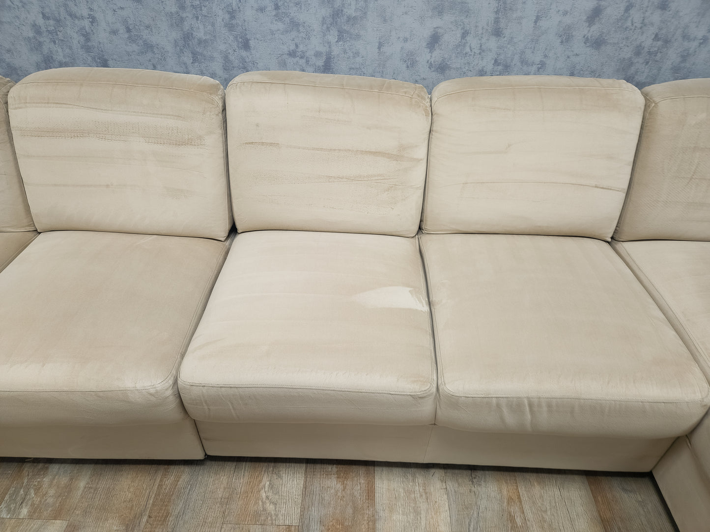 Zeer Mooi Nette Beige Velvet Hoekbank
