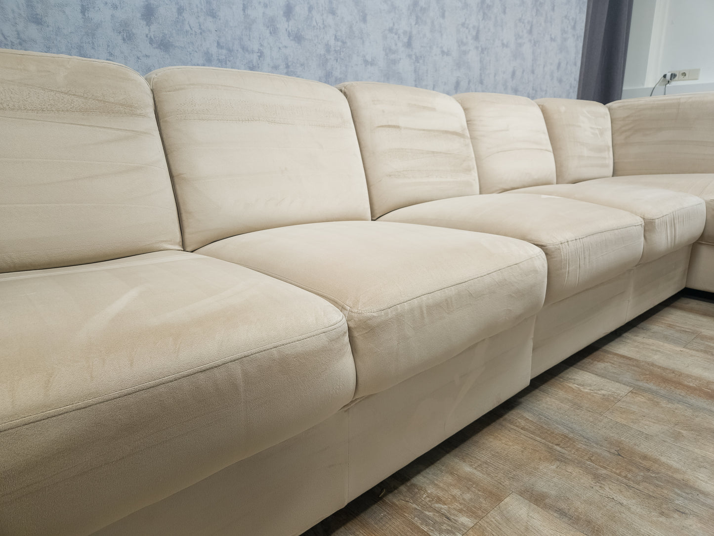 Zeer Mooi Nette Beige Velvet Hoekbank