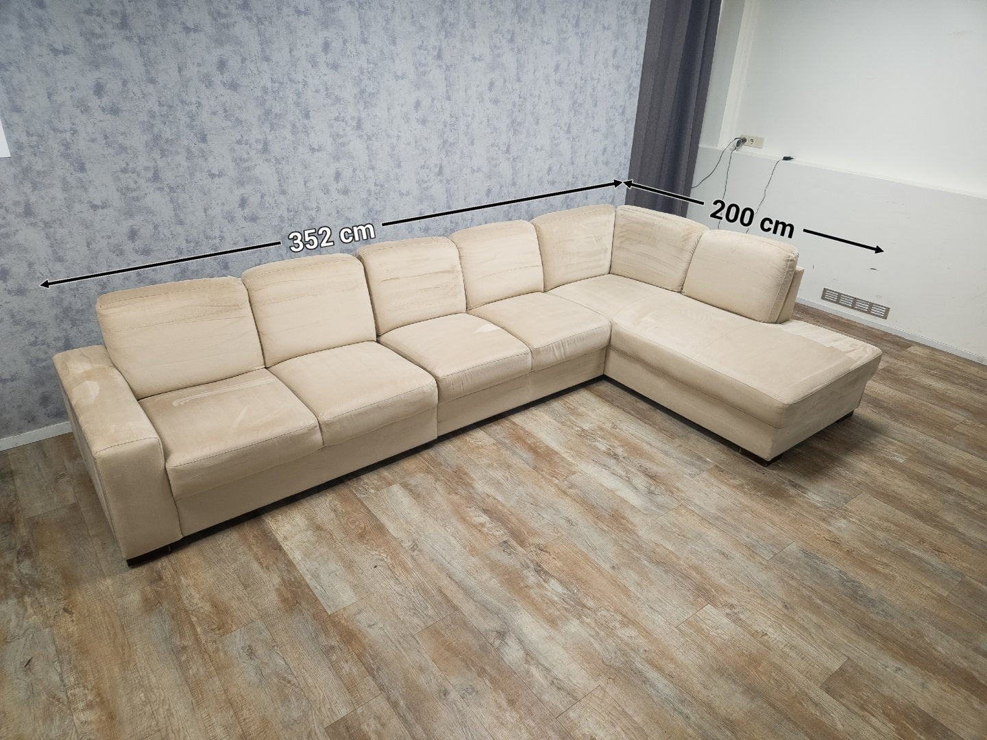 Zeer Mooi Nette Beige Velvet Hoekbank