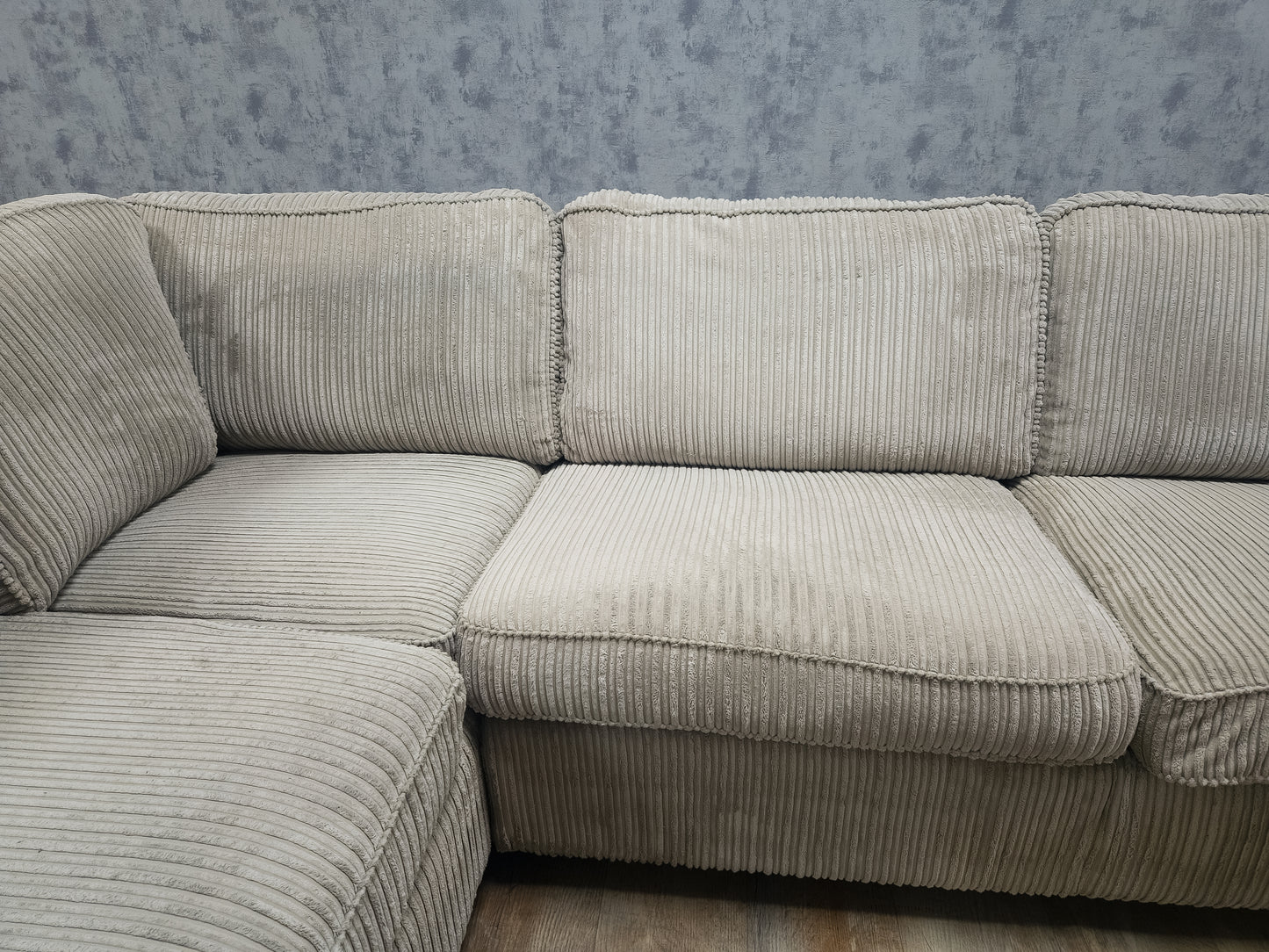 Z.G.A.N Beige Ribstof Hoekbank - BanxteL - 2dehandse Bankstellen