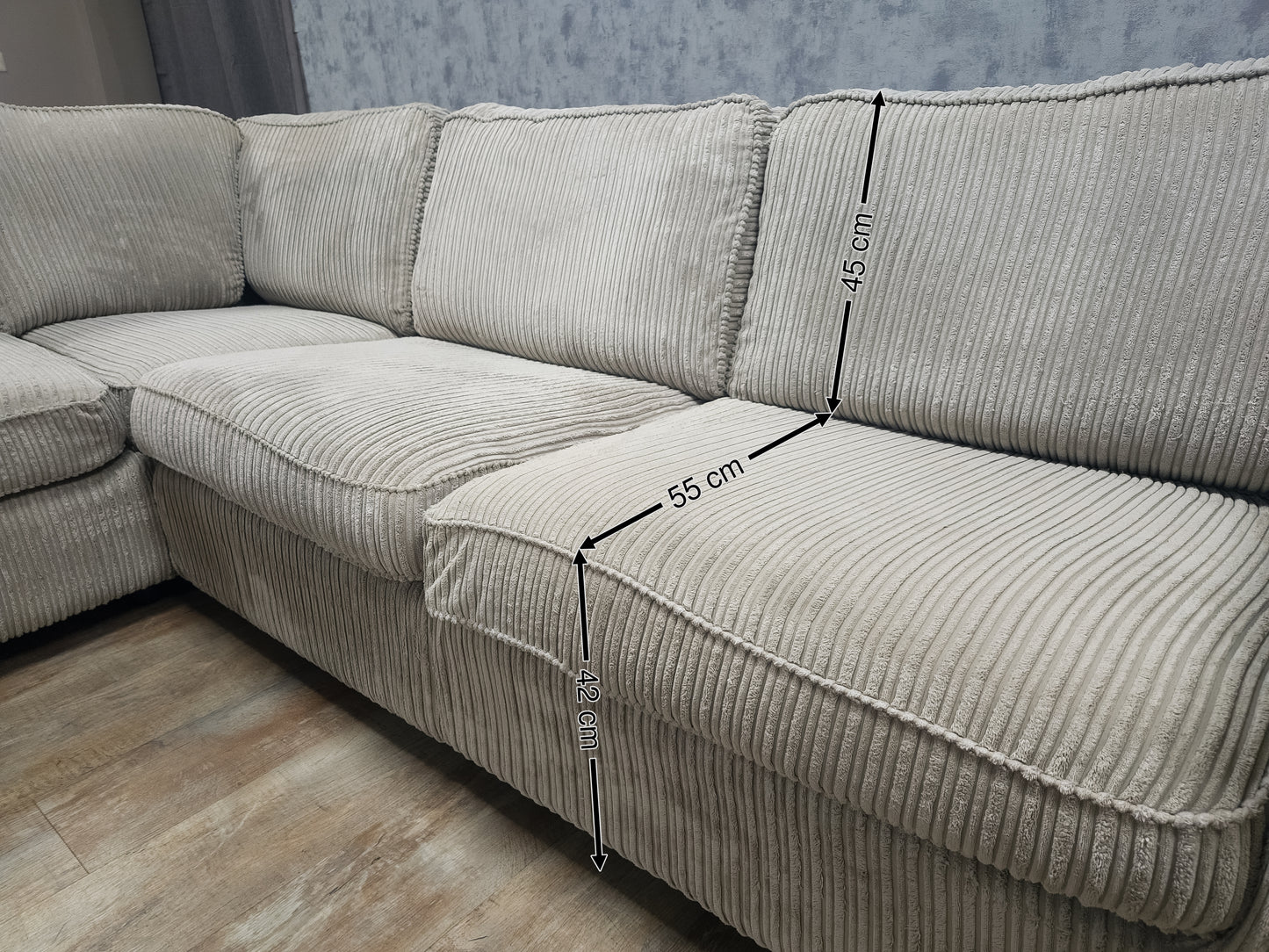 Z.G.A.N Beige Ribstof Hoekbank - BanxteL - 2dehandse Bankstellen