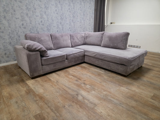 Mooie Grijs Ribstof Hoekbank