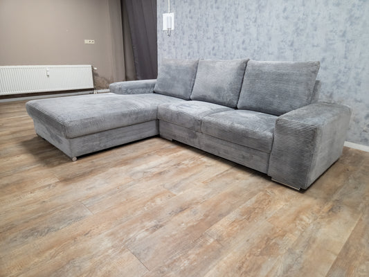 Mooie Grijs Ribstof Hoekbank