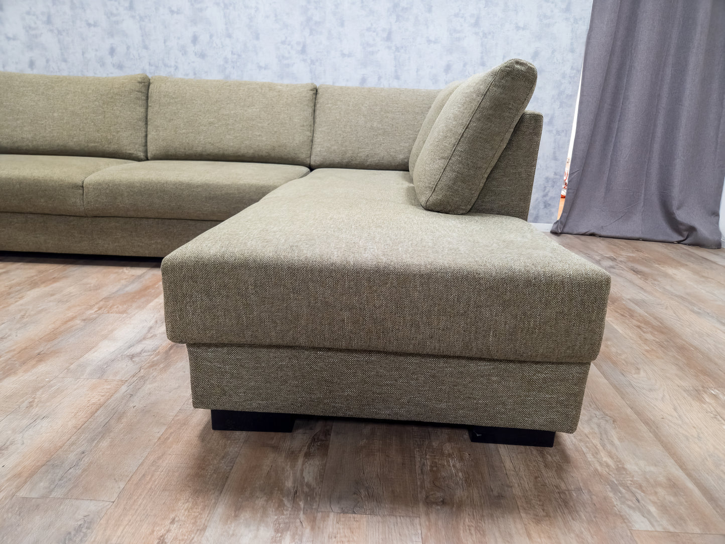 Prachtig Olijf Groene Gemeleerd Kleur Hoekbank