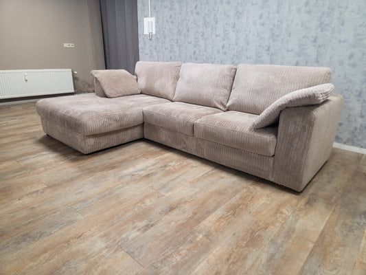 Z.G.A.N Taupe Ribstof Hoekbank