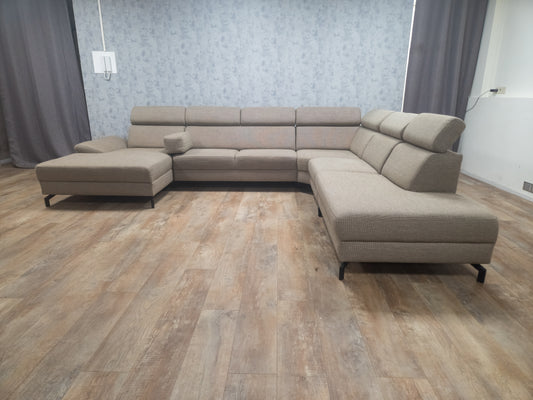 Luxe XXL Grote Beige MONTEL U-Bankstel – Design & Verstelbare Hoofdsteunen