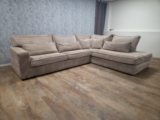 ZGAN Beige RIBSTOF Hoekbank