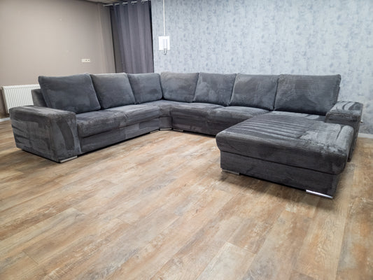 Zeer Mooi Antraciet Ribstof U Bankstel