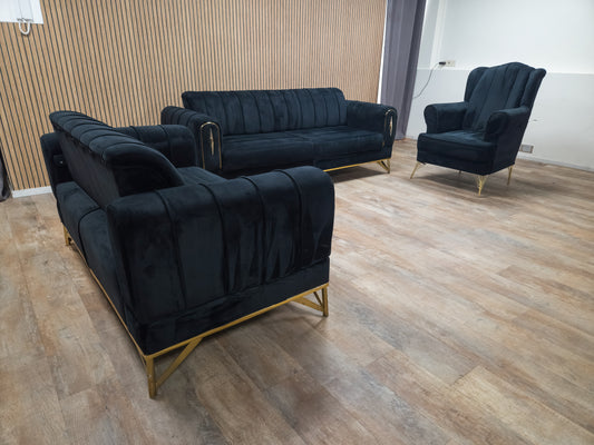 Zeer Mooi LUXE Antraciet 1-2-3 Zitter Banken - GEREINGD !!!