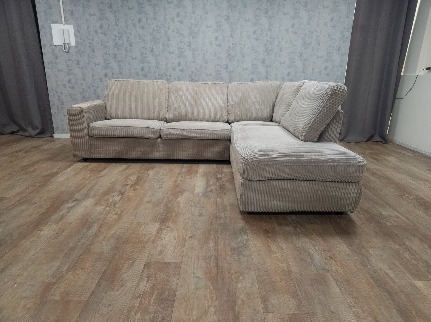 Zeer Mooi Beige RIBSTOF Hoekbank