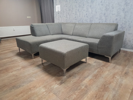 Mooie Grijs Hoekbank met Poef