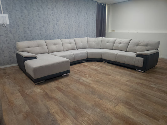 Mooie Groot Beige met Grijs U Bankstel