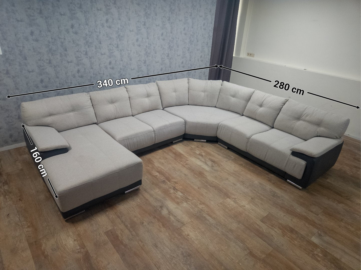 Mooie Groot Beige met Grijs U Bankstel
