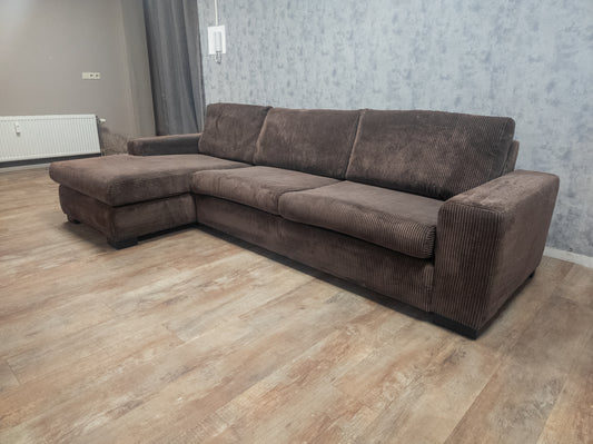 Mooi Bruin Ribstof Hoekbank