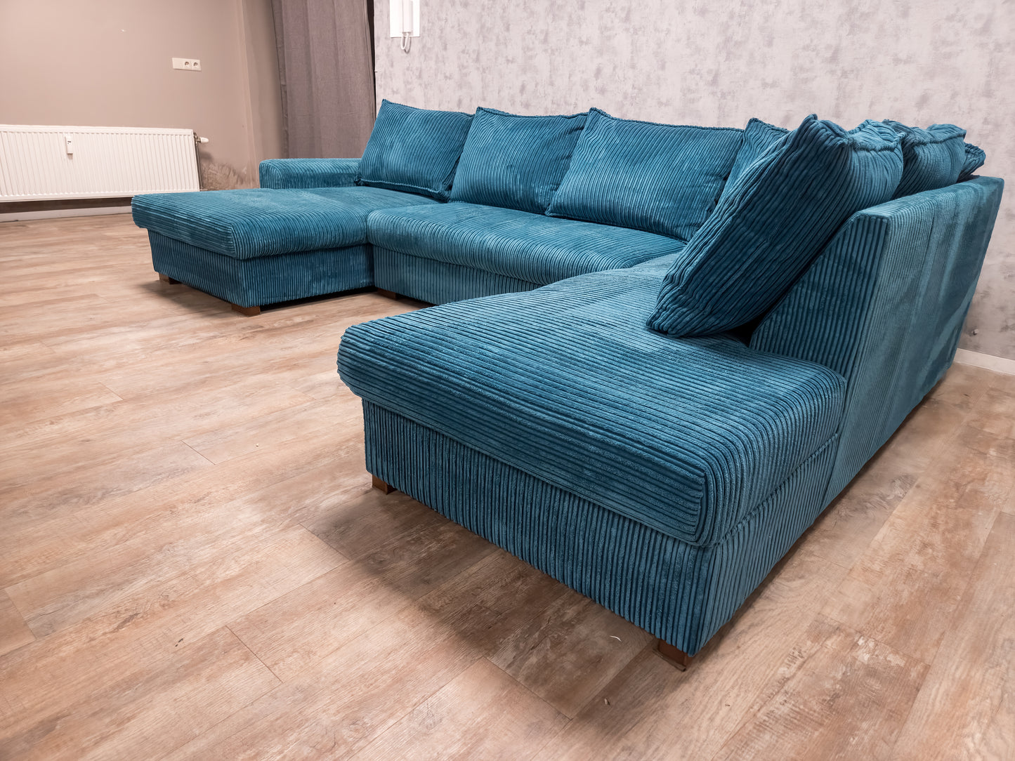 ZEER MOOI BLAUWE AQUA RIBSTOF U BANKSTEL