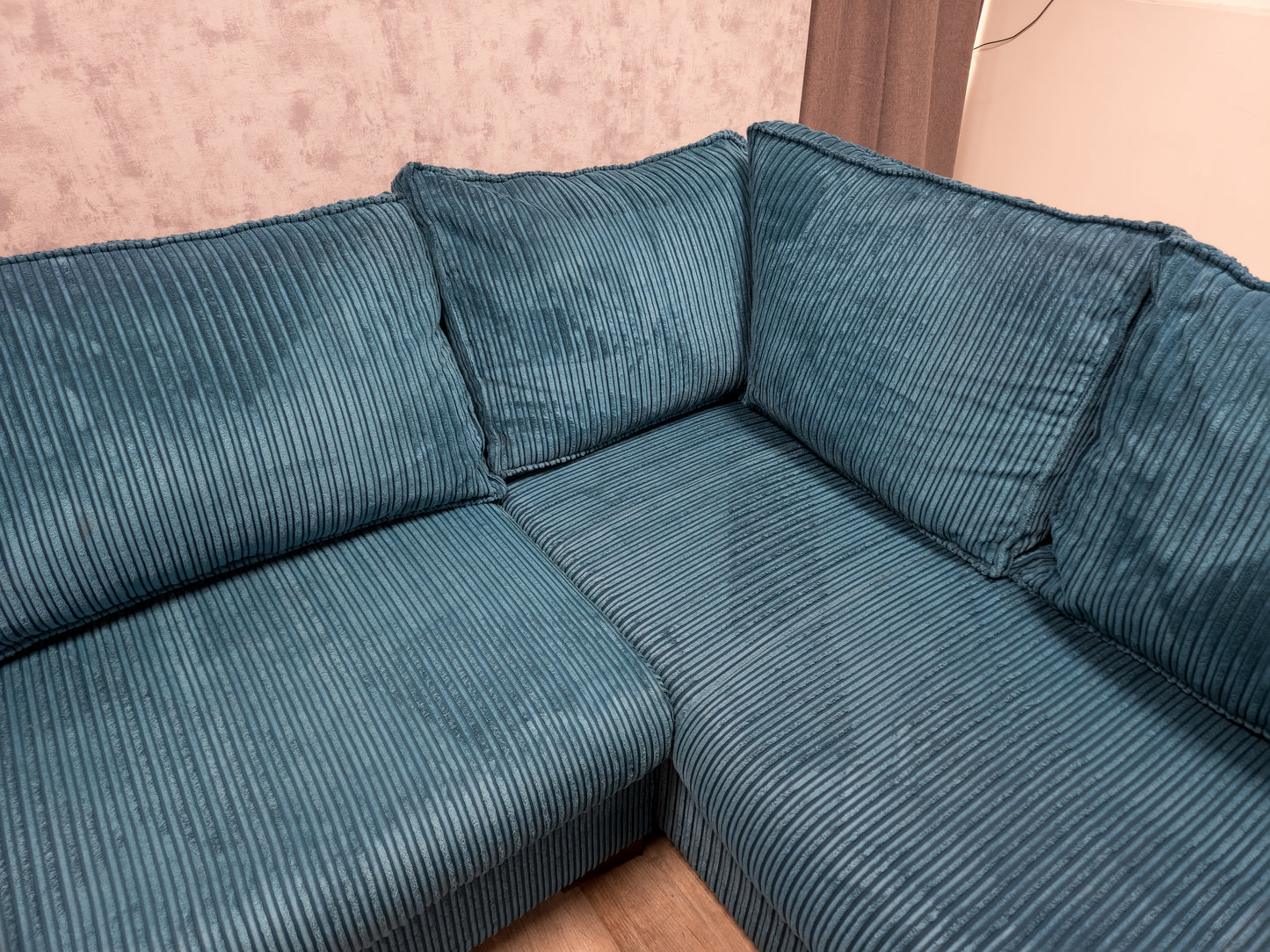 ZEER MOOI BLAUWE AQUA RIBSTOF U BANKSTEL