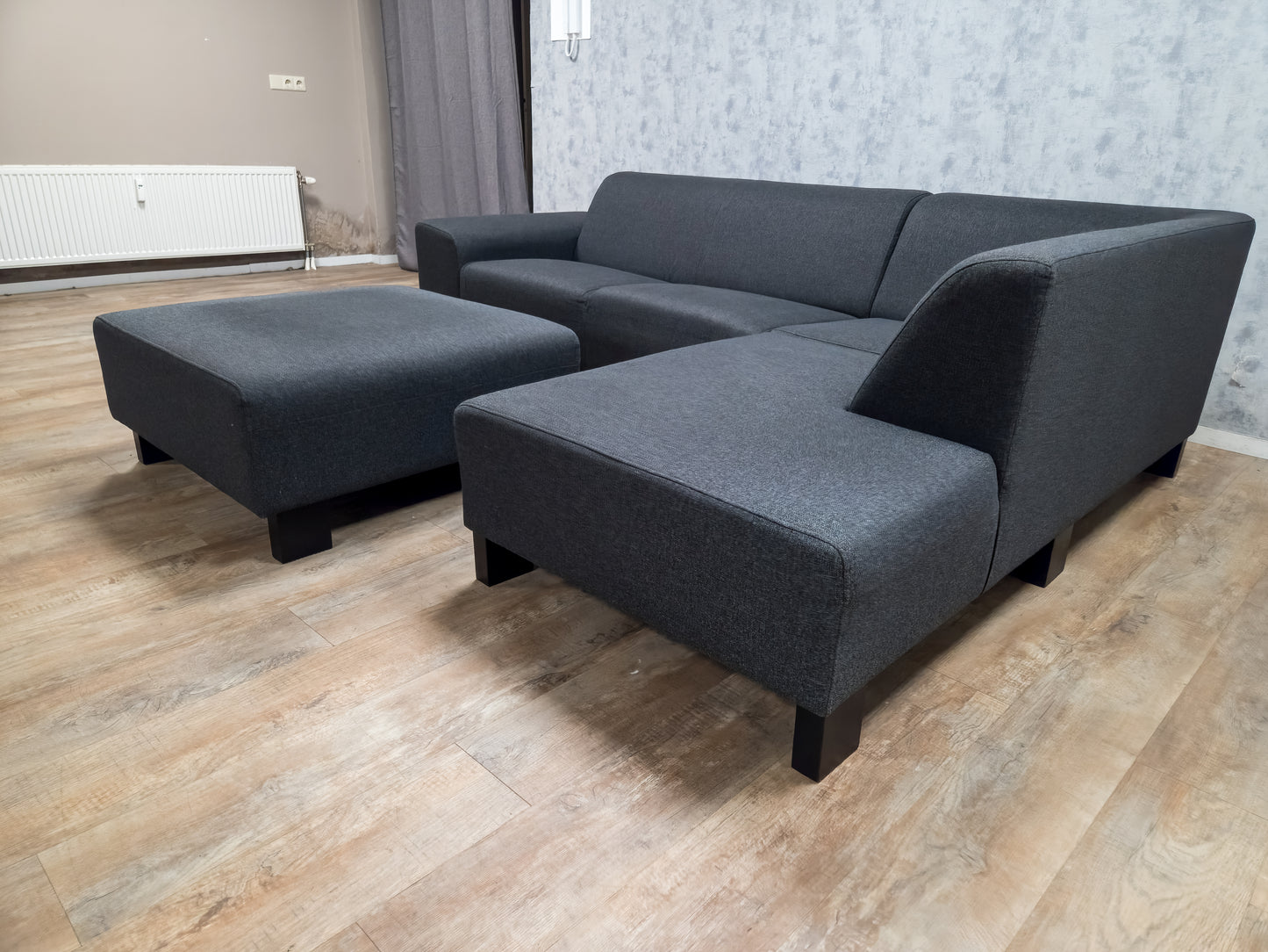 Mooi Antraciet Hoekbank met Hocker