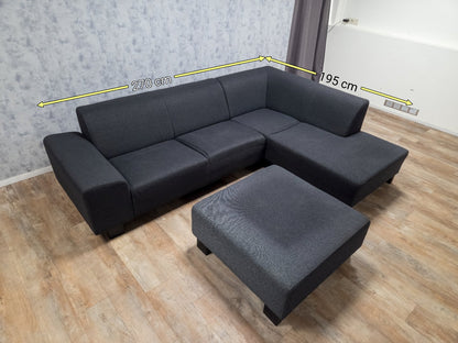 Mooi Antraciet Hoekbank met Hocker
