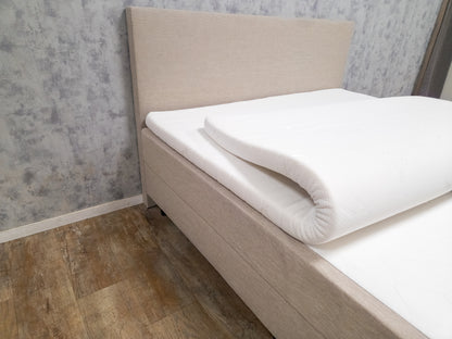 Zeer Mooi BEIGE Boxpring Bed met Topper | 160X200