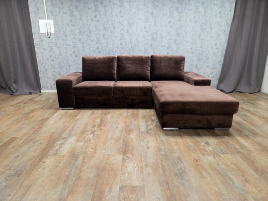 Zeer Mooi Taupe Velvet Hoekbank