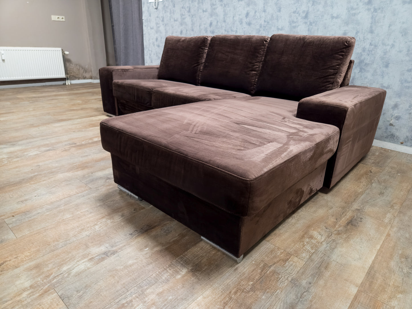 Zeer Mooi Taupe Velvet Hoekbank