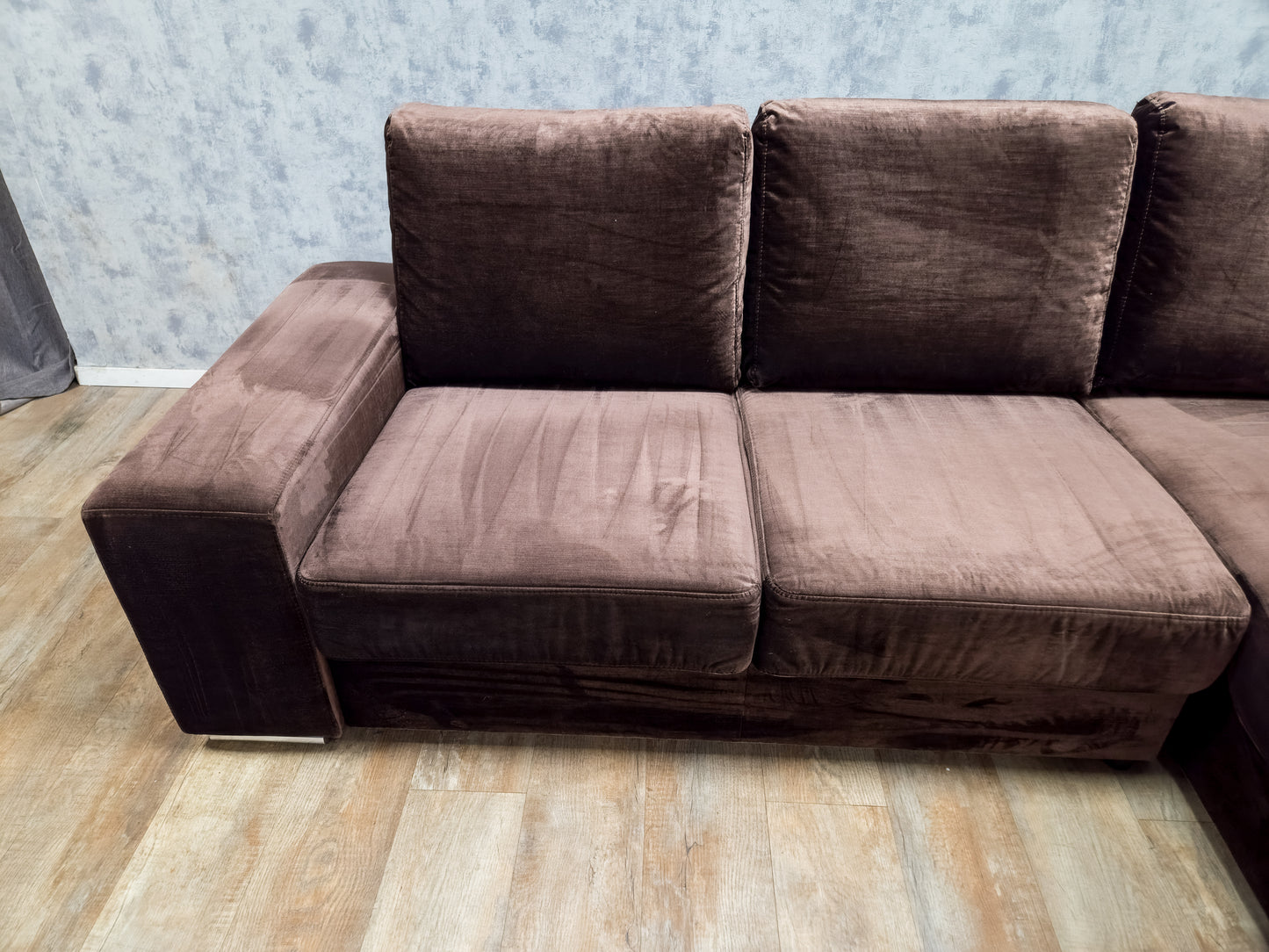 Zeer Mooi Taupe Velvet Hoekbank