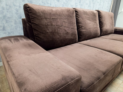 Zeer Mooi Taupe Velvet Hoekbank