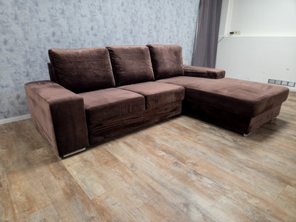 Zeer Mooi Taupe Velvet Hoekbank