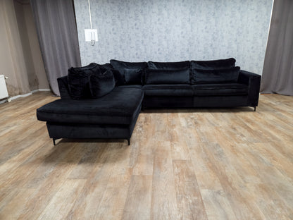 Zeer Mooi Zwart Velvet Hoekbank