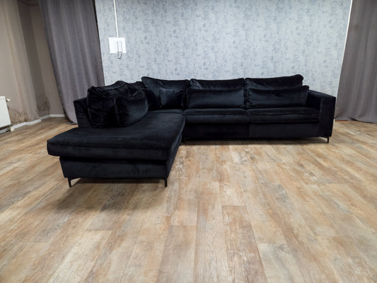 Zeer Mooi Zwart Velvet Hoekbank