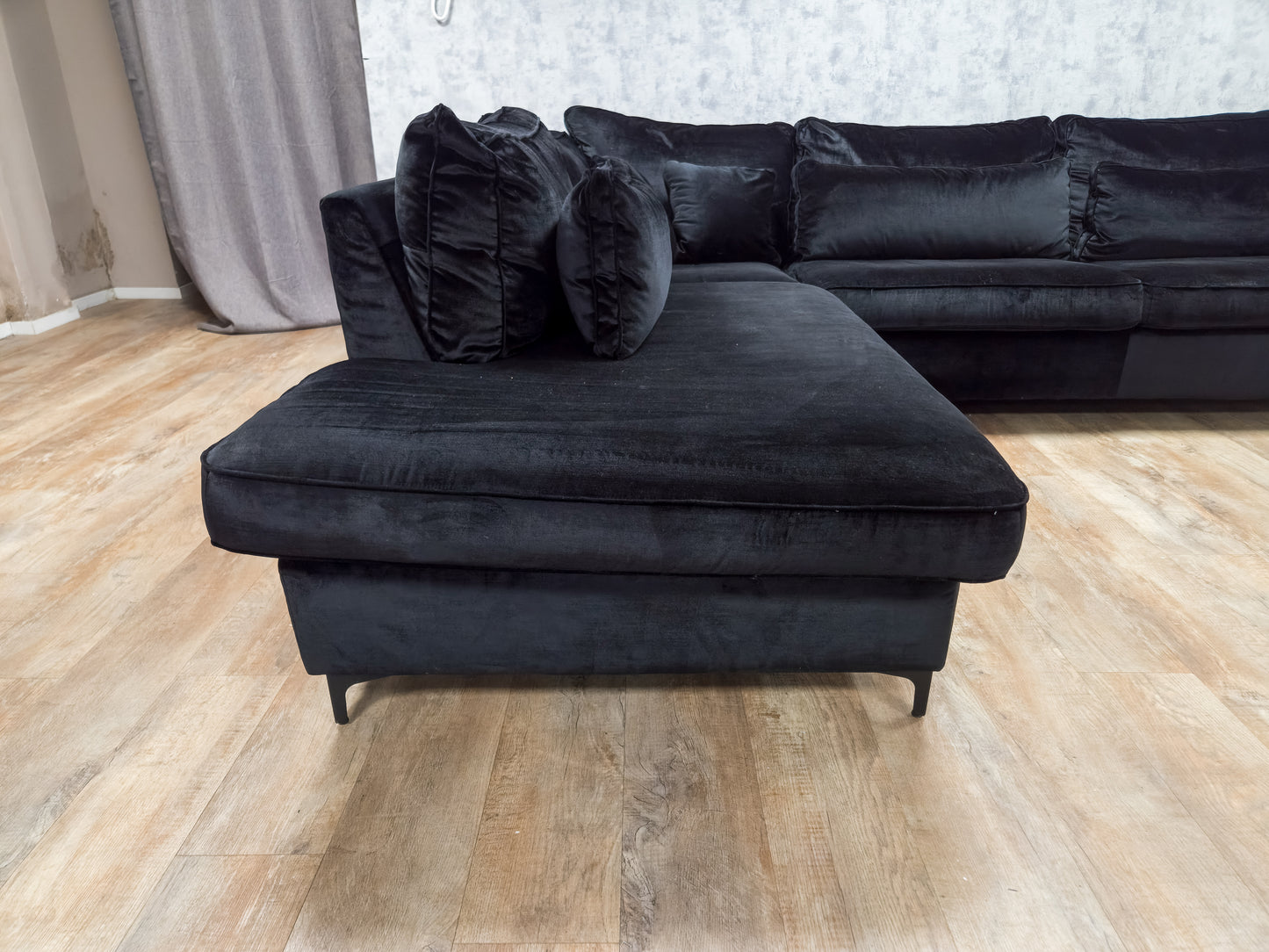 Zeer Mooi Zwart Velvet Hoekbank