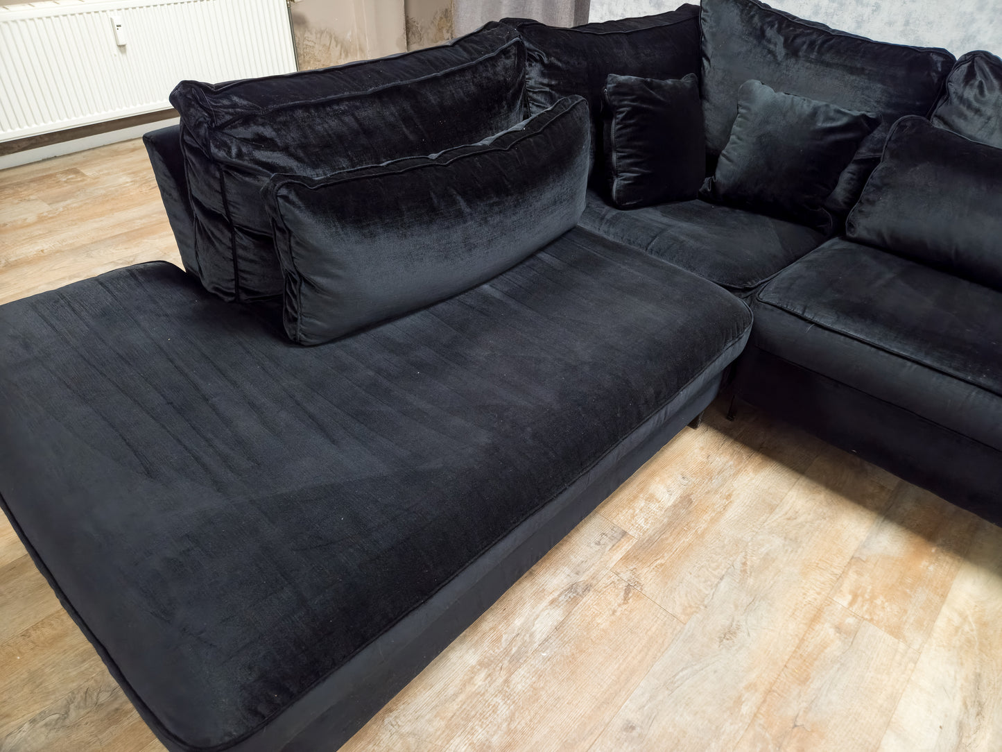 Zeer Mooi Zwart Velvet Hoekbank