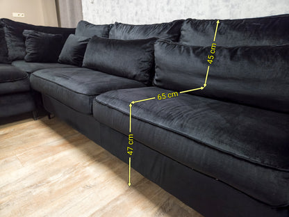 Zeer Mooi Zwart Velvet Hoekbank