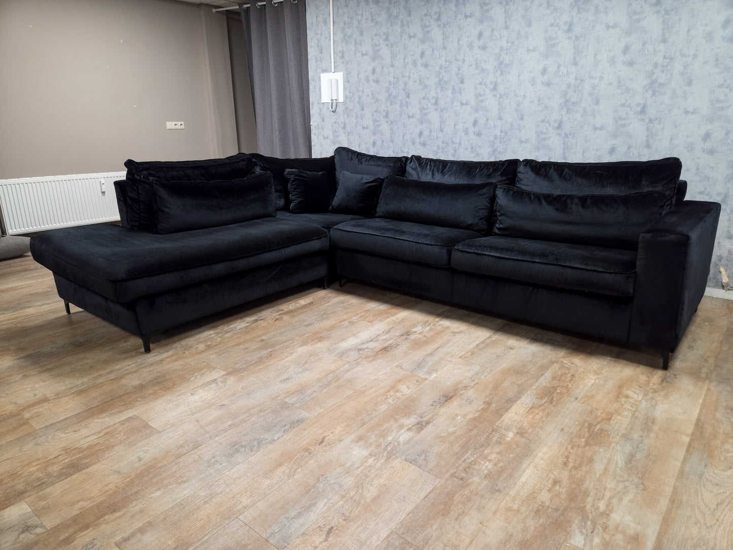 Zeer Mooi Zwart Velvet Hoekbank