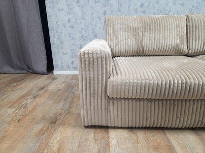 NIEUWE Taupe RIBSTOF Hoekbank