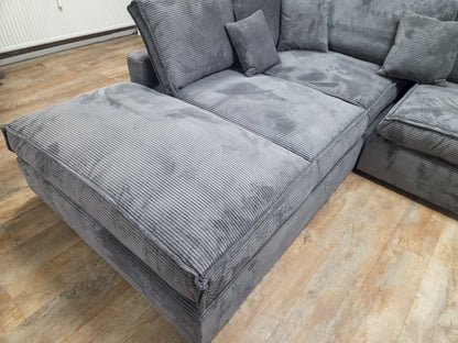 NIEUWE Antraciet RIBSTOF Hoekbank