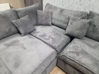 NIEUWE Antraciet RIBSTOF Hoekbank