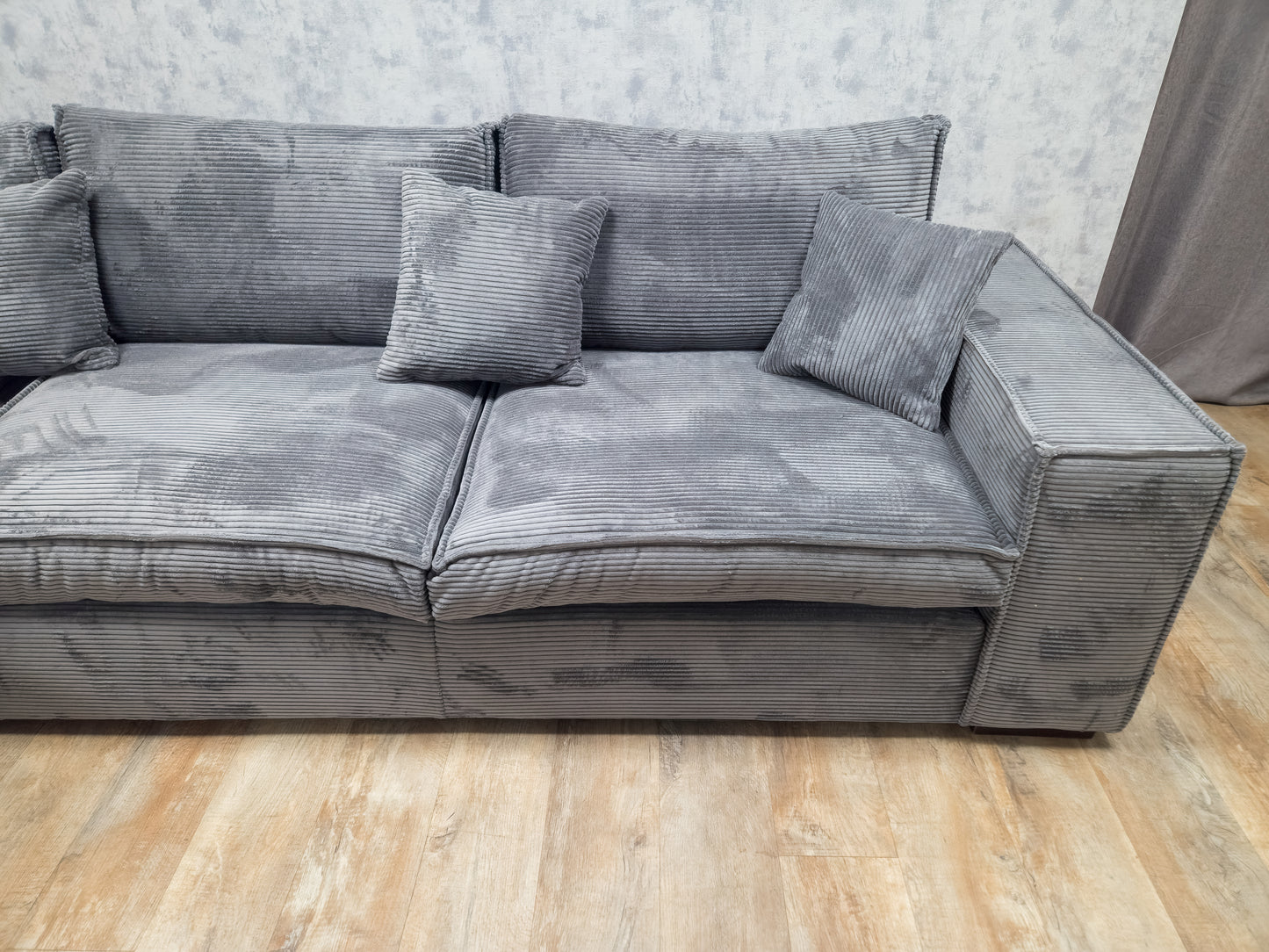 NIEUWE Antraciet RIBSTOF Hoekbank