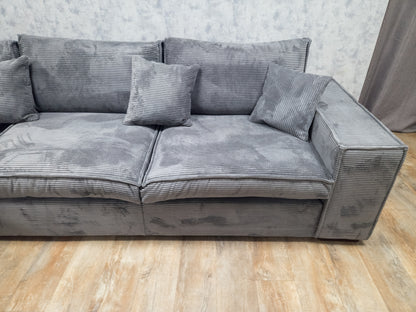 NIEUWE Antraciet RIBSTOF Hoekbank