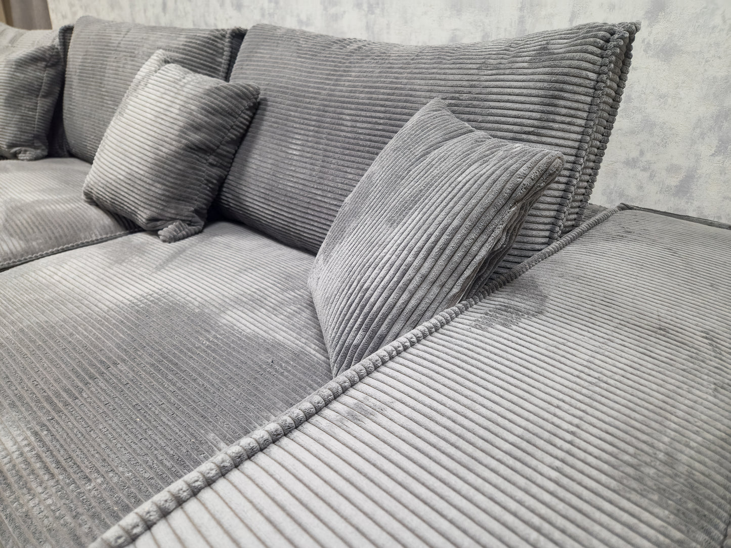 NIEUWE Antraciet RIBSTOF Hoekbank