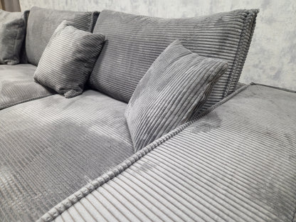 NIEUWE Antraciet RIBSTOF Hoekbank