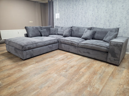 NIEUWE Antraciet RIBSTOF Hoekbank