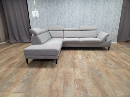 MONTEL Grijs Hoekbank - Met Hoofdsteunen Verstelbaar