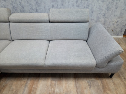 MONTEL Grijs Hoekbank - Met Hoofdsteunen Verstelbaar