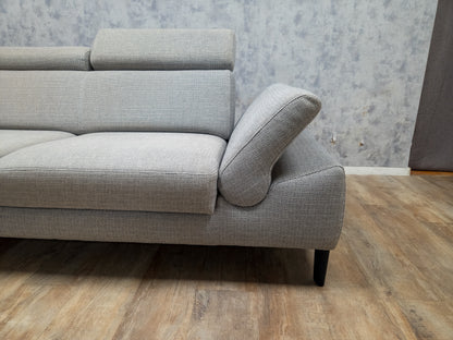 MONTEL Grijs Hoekbank - Met Hoofdsteunen Verstelbaar