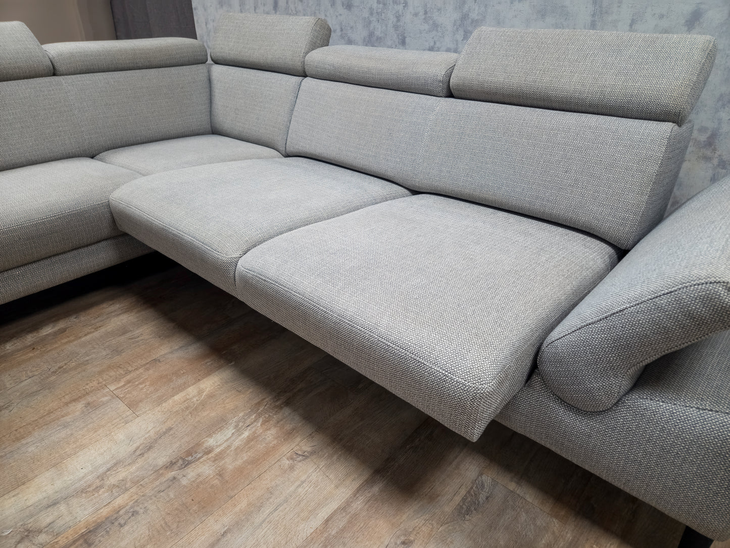 MONTEL Grijs Hoekbank - Met Hoofdsteunen Verstelbaar